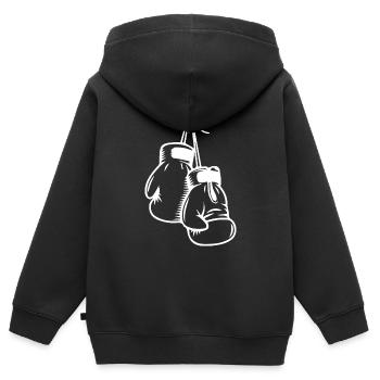 Boxe Combat Muay Thai - Sweat Premium à capuche zippé enfant bio - noir - Dos - AI Model Kid Male (0cm)