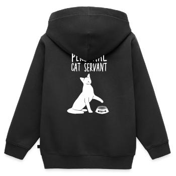 Chat personnel Serviteur Chats Cadeau Chats - Sweat Premium à capuche zippé enfant bio - noir - Dos - AI Model Kid Male (0cm)