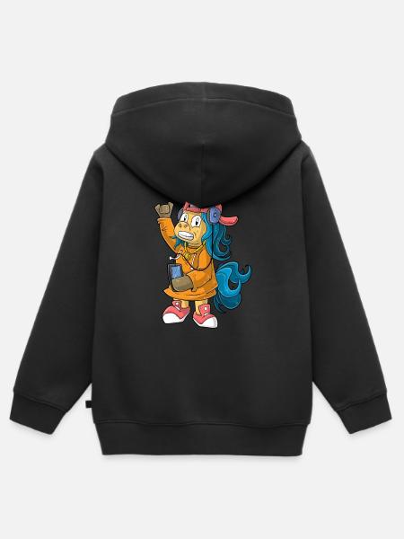 Hip Hop Einhorn - Kinder Premium Organic Zip Hoodie - Schwarz