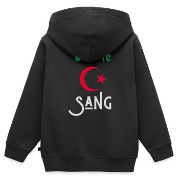 wir haben Blut Algerien - Kinder Premium Organic Zip Hoodie - Schwarz - Hinten - AI Model Kid Male (0cm)