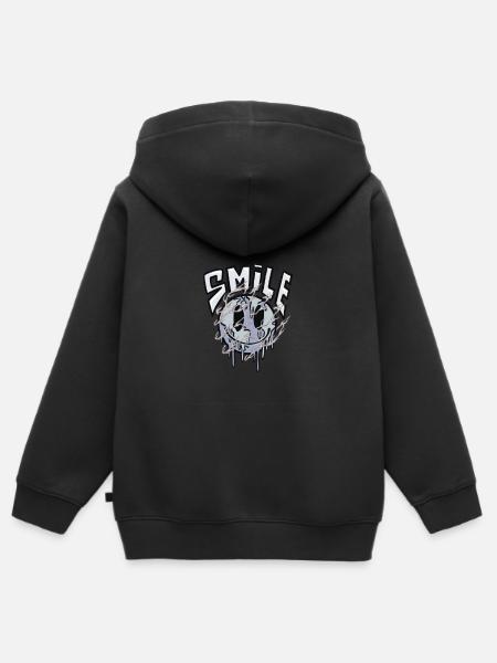smile. - Kinder Premium Organic Zip Hoodie - Schwarz