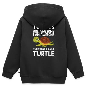 Drôle de tortue de mer Tortue de mer Eau de mer - Sweat Premium à capuche zippé enfant bio - noir - Dos - AI Model Kid Male (0cm)
