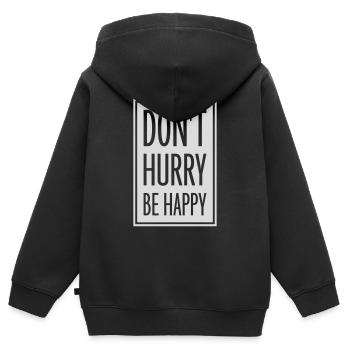Ne vous dépêchez pas d’être heureux - Sweat Premium à capuche zippé enfant bio - noir - Dos - AI Model Kid Male (0cm)
