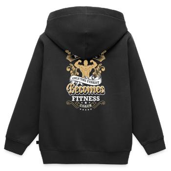 Fitnesstrainer Bankdrücken Training - Kinder Premium Organic Zip Hoodie - Schwarz - Hinten - AI Model Kid Male (0cm)