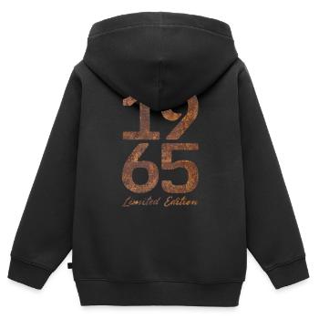 Édition limitée de 1965 au look rouille - Sweat Premium à capuche zippé enfant bio - noir - Dos - AI Model Kid Male (0cm)
