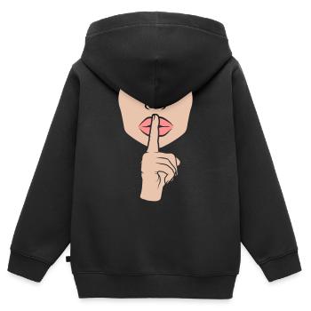 Geste silencieux femme - Sweat Premium à capuche zippé enfant bio - noir - Dos - AI Model Kid Male (0cm)