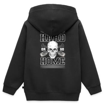 Boot Ruder Skullen Steuermann - Kinder Premium Organic Zip Hoodie - Schwarz - Hinten - AI Model Kid Male (0cm)