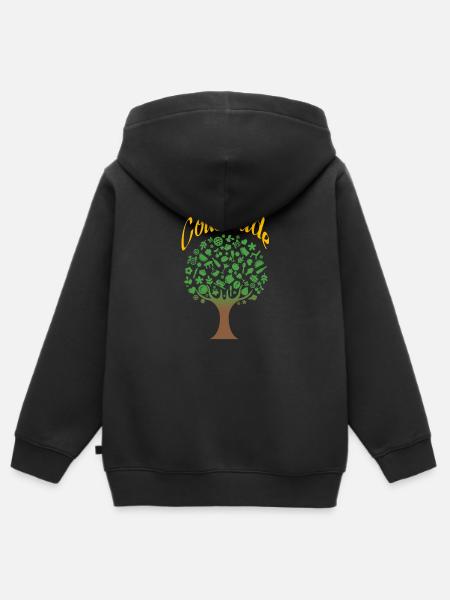 Cousinade árbol naturaleza para personalizar - Sudadera Premium con capucha y cremallera infantil orgánica - negro