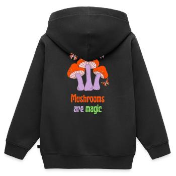 Mushrooms are magic - Sweat Premium à capuche zippé enfant bio - noir - Dos - AI Model Kid Male (0cm)