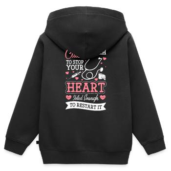 Plaie d’urgence du médecin - Sweat Premium à capuche zippé enfant bio - noir - Dos - AI Model Kid Male (0cm)