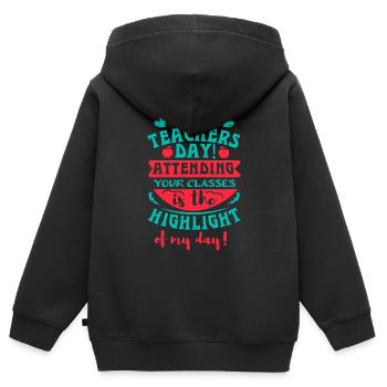 JOYEUSE JOURNÉE DES ENSEIGNANTS ASSISTER À VOS COURS EST LE - Sweat Premium à capuche zippé enfant bio - noir - Dos - AI Model Kid Male (0cm)