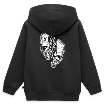 Geteilter Schädel // Illustration - Kinder Premium Organic Zip Hoodie - Schwarz - Hinten - AI Model Kid Male (0cm)