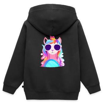 Unicorn Einhorn Fabeltier Einhörner Mädchen - Kinder Premium Organic Zip Hoodie - Schwarz - Hinten - AI Model Kid Male (0cm)