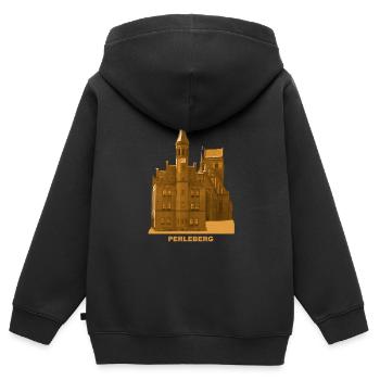 Perleberg Roland Rathaus Prignitz Brandenburg - Kinder Premium Organic Zip Hoodie - Schwarz - Hinten - AI Model Kid Male (0cm)