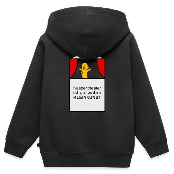 Kasperltheater ist die wahre Kleinkunst - Kinder Premium Organic Zip Hoodie - Schwarz - Hinten - AI Model Kid Male (0cm)