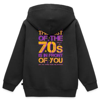 70s die Siebziger Jahre 70's - Kinder Premium Organic Zip Hoodie - Schwarz - Hinten - AI Model Kid Male (0cm)