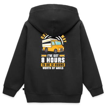 Briefträger Postmann Pakete Kurierdienst - Kinder Premium Organic Zip Hoodie - Schwarz - Hinten - AI Model Kid Male (0cm)