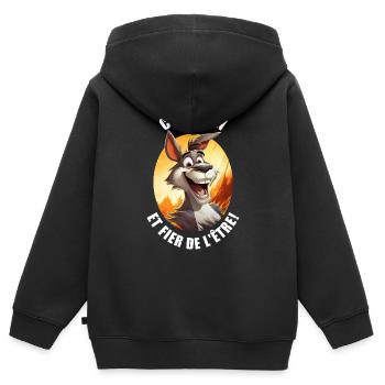 Catalan et fier de l'être - Sweat Premium à capuche zippé enfant bio - noir - Dos - AI Model Kid Male (0cm)