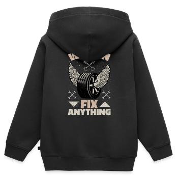 WE CAN FIX ANYTHING - Kids Premium Organic Zip-up Hoodie - black - Back - AI Model Kid Male (0cm)