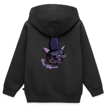Feliz Halloween Gato Disociado - Kids Premium Organic Zip-up Hoodie - black - Back - AI Model Kid Male (0cm)