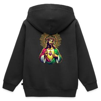 Sacred Heart of Jesus Christ | Crown of thorns - Kids Premium Organic Zip-up Hoodie - black - Back - AI Model Kid Male (0cm)