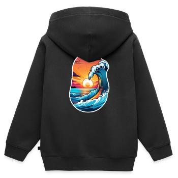 vague - été - vacances - Sweat Premium à capuche zippé enfant bio - noir - Dos - AI Model Kid Male (0cm)