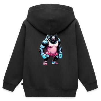 Gorilla Boxer Boxen - Kinder Premium Organic Zip Hoodie - Schwarz - Hinten - AI Model Kid Male (0cm)