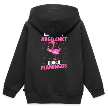 Leicht Abgelenkt Durch Flamingos - Kinder Premium Organic Zip Hoodie - Schwarz - Hinten - AI Model Kid Male (0cm)