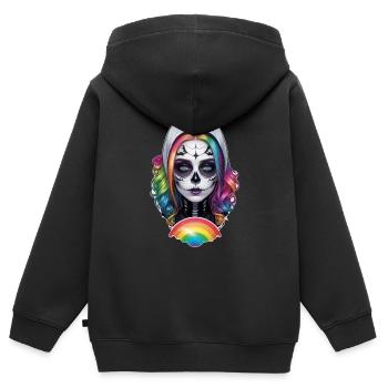 Halloween - Rock & Regenbogen - Kinder Premium Organic Zip Hoodie - Schwarz - Hinten - AI Model Kid Male (0cm)