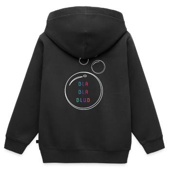 Bla bla blub - Sweat Premium à capuche zippé enfant bio - noir - Dos - AI Model Kid Male (0cm)