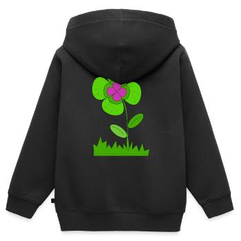 Glücksklee - Kinder Premium Organic Zip Hoodie - Schwarz - Hinten - AI Model Kid Male (0cm)