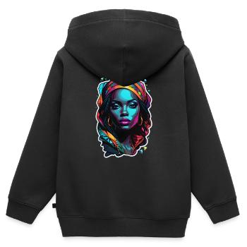 Afro Frau - Schönheit - Kinder Premium Organic Zip Hoodie - Schwarz - Hinten - AI Model Kid Male (0cm)
