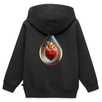 Liebe in einem Tropfen - Kinder Premium Organic Zip Hoodie - Schwarz - Hinten - AI Model Kid Male (0cm)