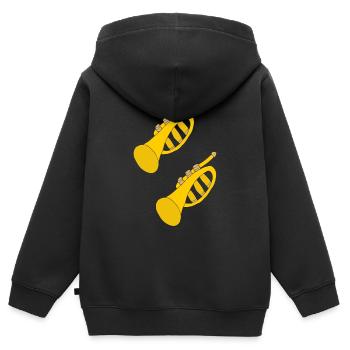 Trompette Double - Sweat Premium à capuche zippé enfant bio - noir - Dos - AI Model Kid Male (0cm)