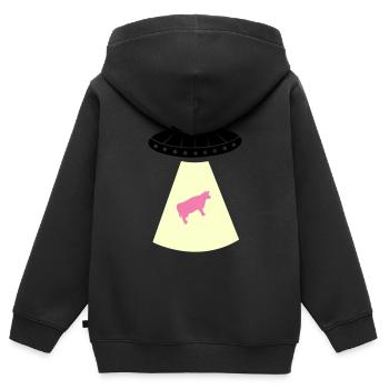 ufo kuh - Kinder Premium Organic Zip Hoodie - Schwarz - Hinten - AI Model Kid Male (0cm)