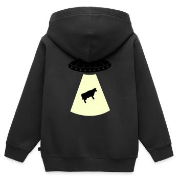 ufo kuh - Kinder Premium Organic Zip Hoodie - Schwarz - Hinten - AI Model Kid Male (0cm)