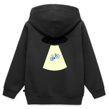 UFO Bicycle - Kids Premium Organic Zip-up Hoodie - black - Back - AI Model Kid Male (0cm)