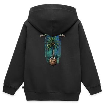 Tropical Escape: Palme schlüpft aus Kokosnuss - Kinder Premium Organic Zip Hoodie - Schwarz - Hinten - AI Model Kid Male (0cm)