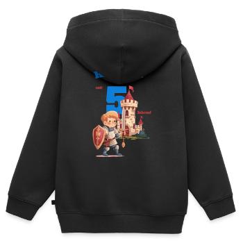 Ritterlich seit 5 Jahren - tolles Ritter Motiv - Kinder Premium Organic Zip Hoodie - Schwarz - Hinten - AI Model Kid Male (0cm)