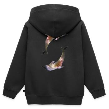 Dolphins Galaxy - Kids Premium Organic Zip-up Hoodie - black - Back - AI Model Kid Male (0cm)