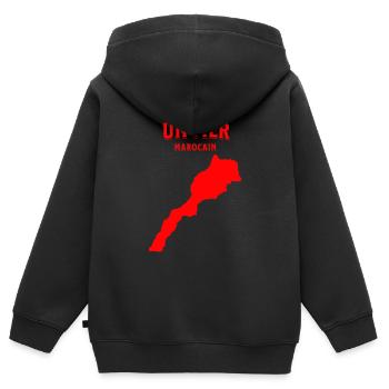 Je suis un fier marocain - Sweat Premium à capuche zippé enfant bio - noir - Dos - AI Model Kid Male (0cm)