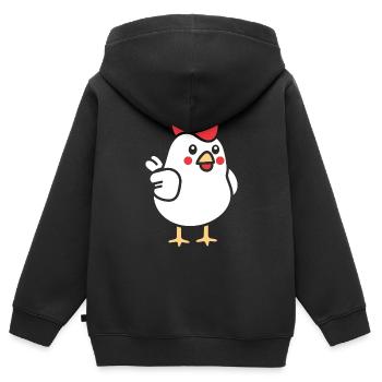 Huhn - Kinder Premium Organic Zip Hoodie - Schwarz - Hinten - AI Model Kid Male (0cm)
