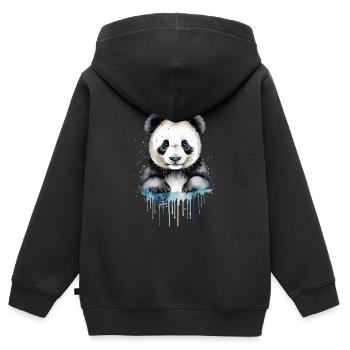 Verspieltes Panda Aquarell - Kinder Premium Organic Zip Hoodie - Schwarz - Hinten - AI Model Kid Male (0cm)