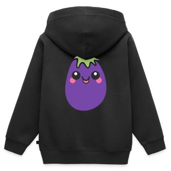 Aubergine - Sweat Premium à capuche zippé enfant bio - noir - Dos - AI Model Kid Male (0cm)