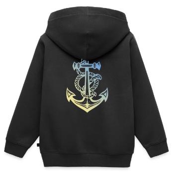 Anker Hafen - Kinder Premium Organic Zip Hoodie - Schwarz - Hinten - AI Model Kid Male (0cm)