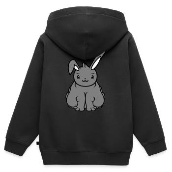 Gros Lapin Assis En Surpoids Gros Affamé Drôle - Sweat Premium à capuche zippé enfant bio - noir - Dos - AI Model Kid Male (0cm)