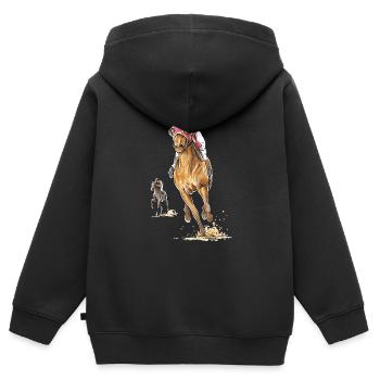 Seabiscuit - Kinder Premium Organic Zip Hoodie - Schwarz - Hinten - AI Model Kid Male (0cm)