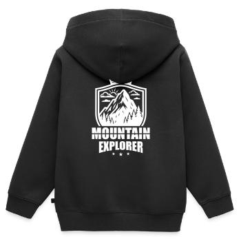 Berge Erkunden Spruch Outdoor - Kinder Premium Organic Zip Hoodie - Schwarz - Hinten - AI Model Kid Male (0cm)