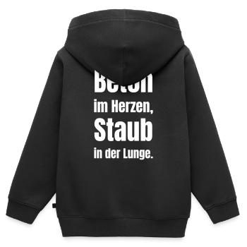 Beton im Herzen, Staub in der Lunge. - Kinder Premium Organic Zip Hoodie - Schwarz - Hinten - AI Model Kid Male (0cm)