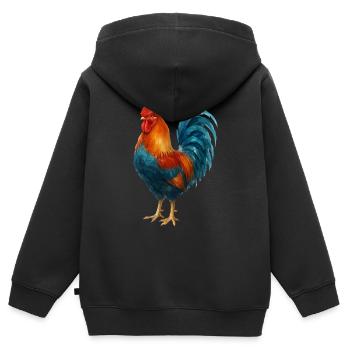 Rooster - Kids Premium Organic Zip-up Hoodie - black - Back - AI Model Kid Male (0cm)